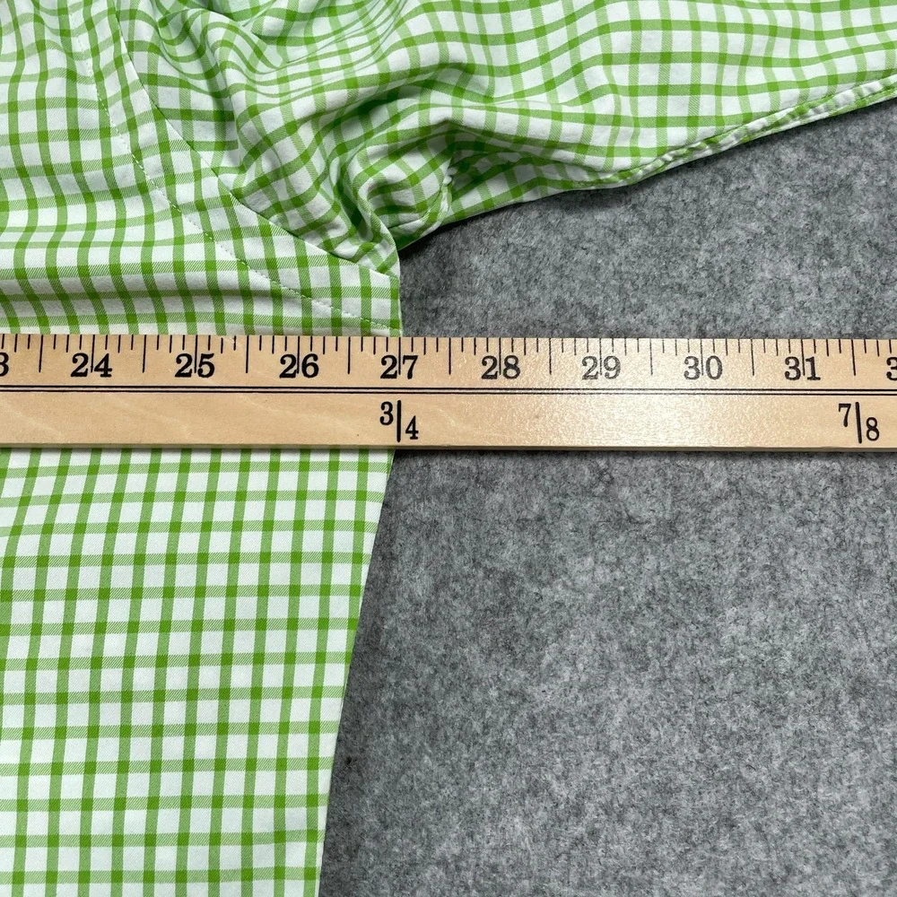 Polo Ralph Lauren Mens Button Front Shirt XL Green Gingham Performance Stretch